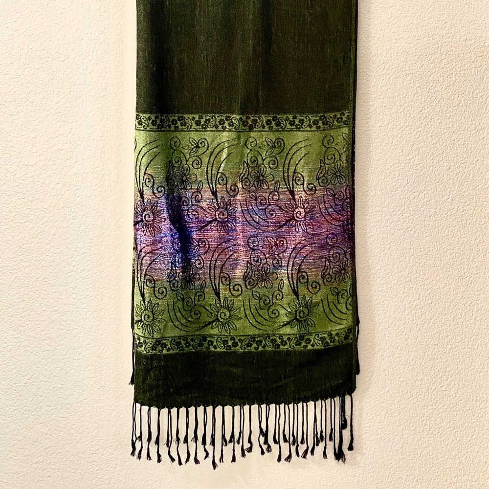 GREEN SHIMMERY PASHMINA SCARF